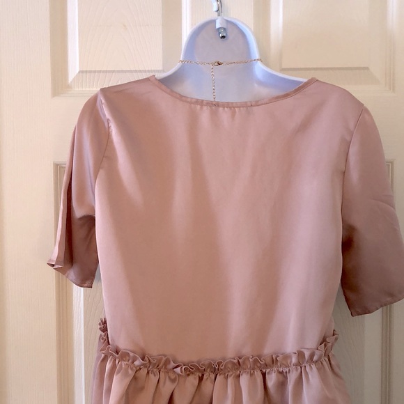 New Blush Pink Peplum Ruffle Boho Top - Picture 10 of 15